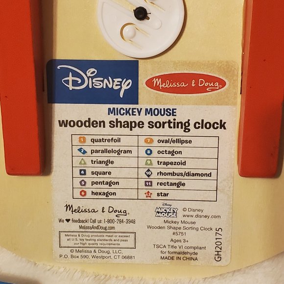 Melissa & Doug Disney Mickey Mouse Wooden Shape Sorting Clock - Picture 5 of 6